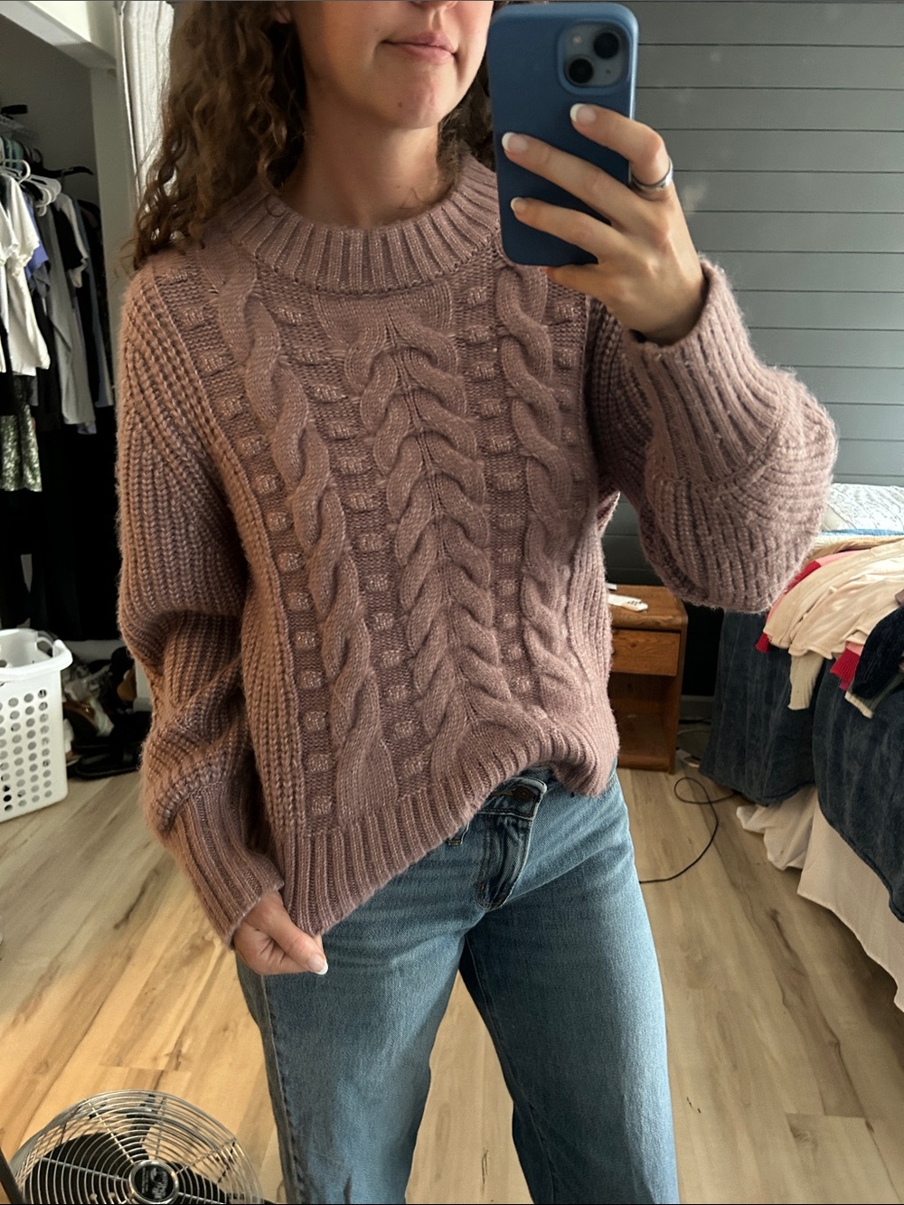Cozy Cable Knit Sweater - Dusty Mauve